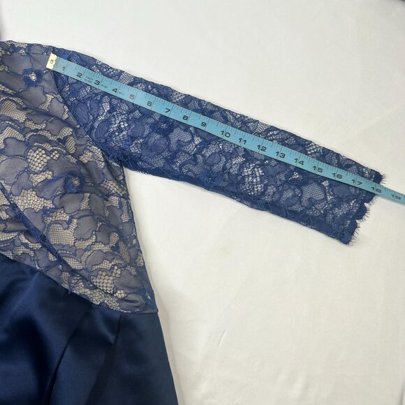 Erin Fetherston Delphine Lace Mini Dress Navy Blue Nude Satin Cocktail Party 4 - Picture 7 of 13